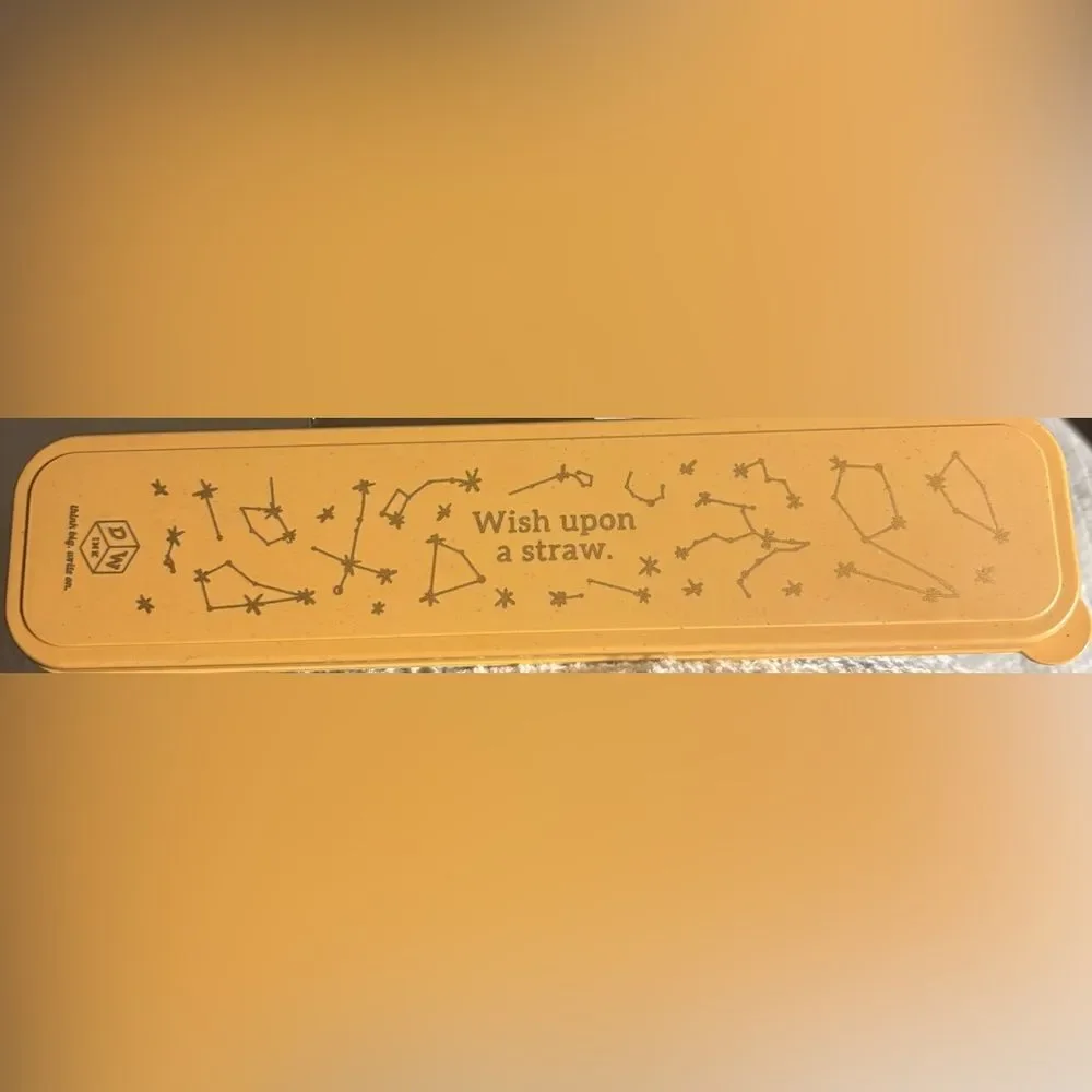 DESIGNWORKS INK Wish Upon a Straw Gold Reuseable Straw Set Straws &  Brushes